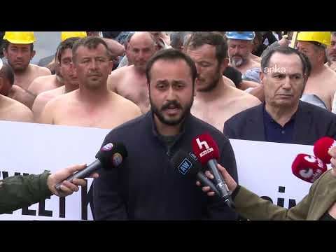 Doruk Madencilik işçileri, Enerji ve Tabii Kaynaklar Bakanlığı önünde açıklama yapıyor