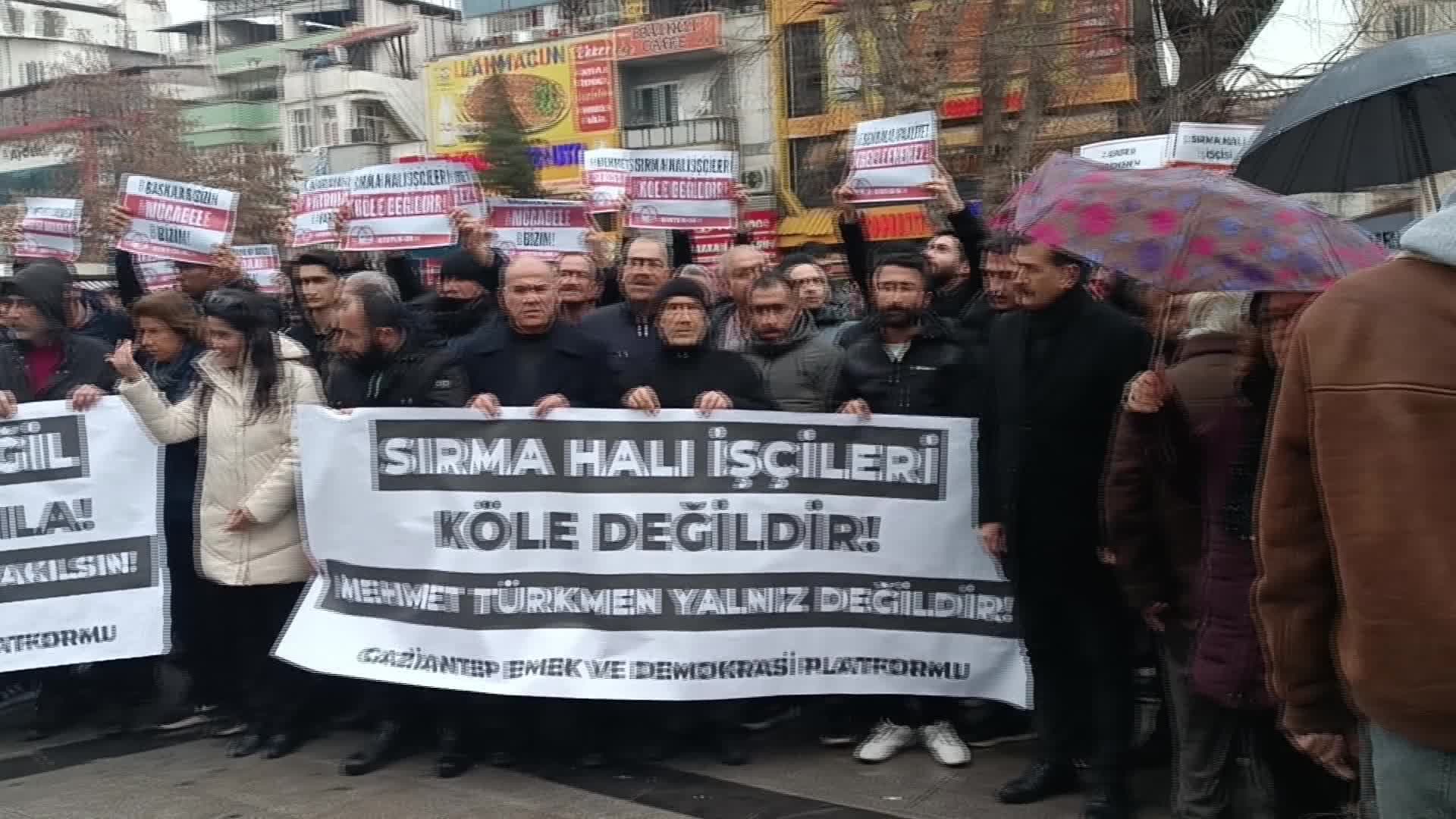 BİRTEK-SEN Genel Başkanı Türkmen’in tutuklanması Gaziantep’te protesto edildi