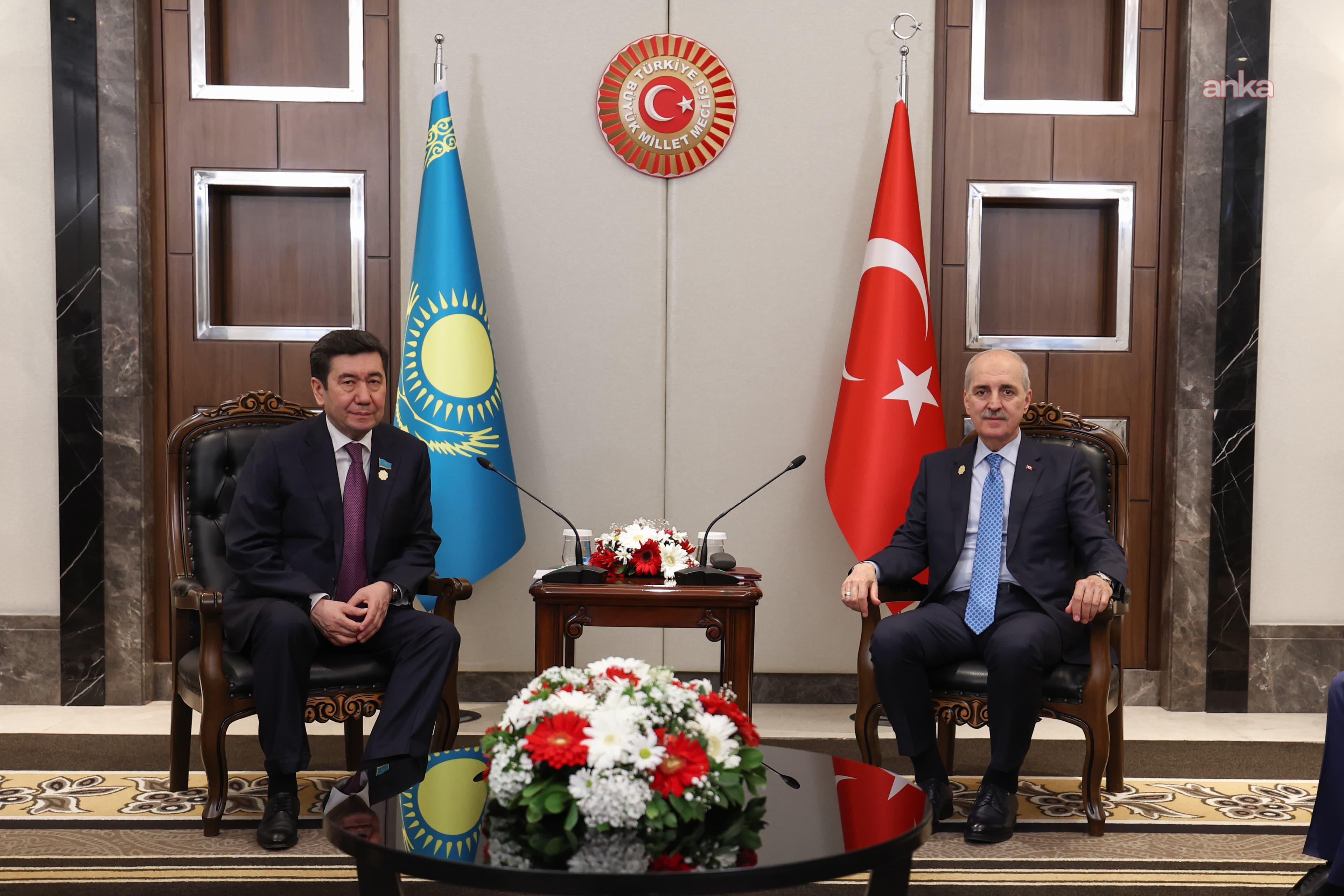 TBMM Başkanı Kurtulmuş, Kazakistan Parlamentosu Meclis Başkanı Koşanov ile görüş